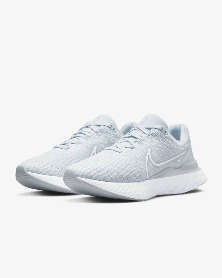 Zapatillas Running Nike React Infinity Run Flyknit 3 Road Mujer Plateadas Blancas | CKUNF-6380