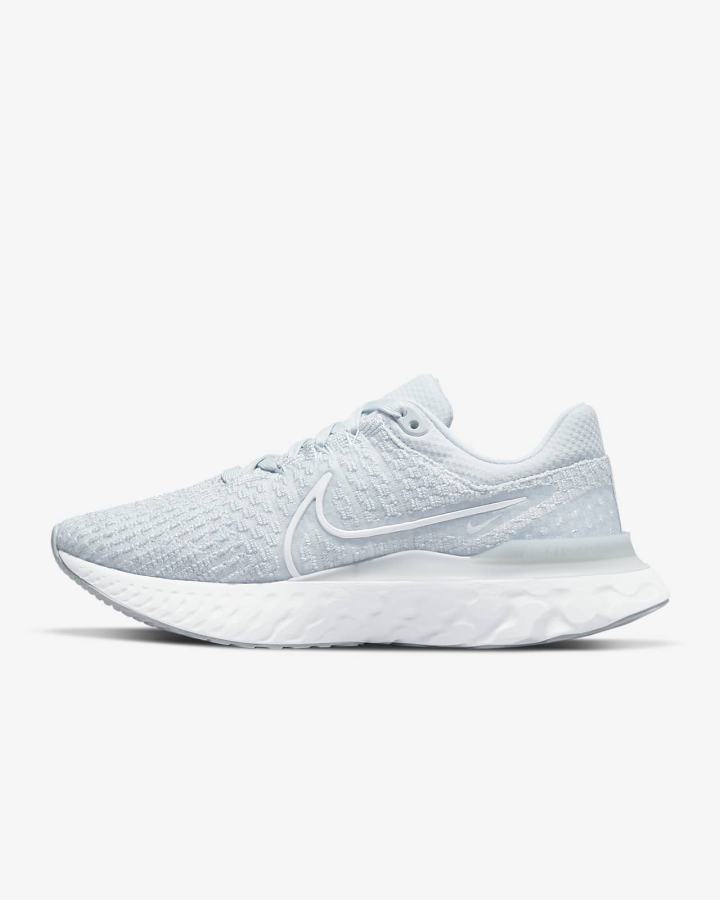 Zapatillas Running Nike React Infinity Run Flyknit 3 Road Mujer Plateadas Blancas | CKUNF-6380