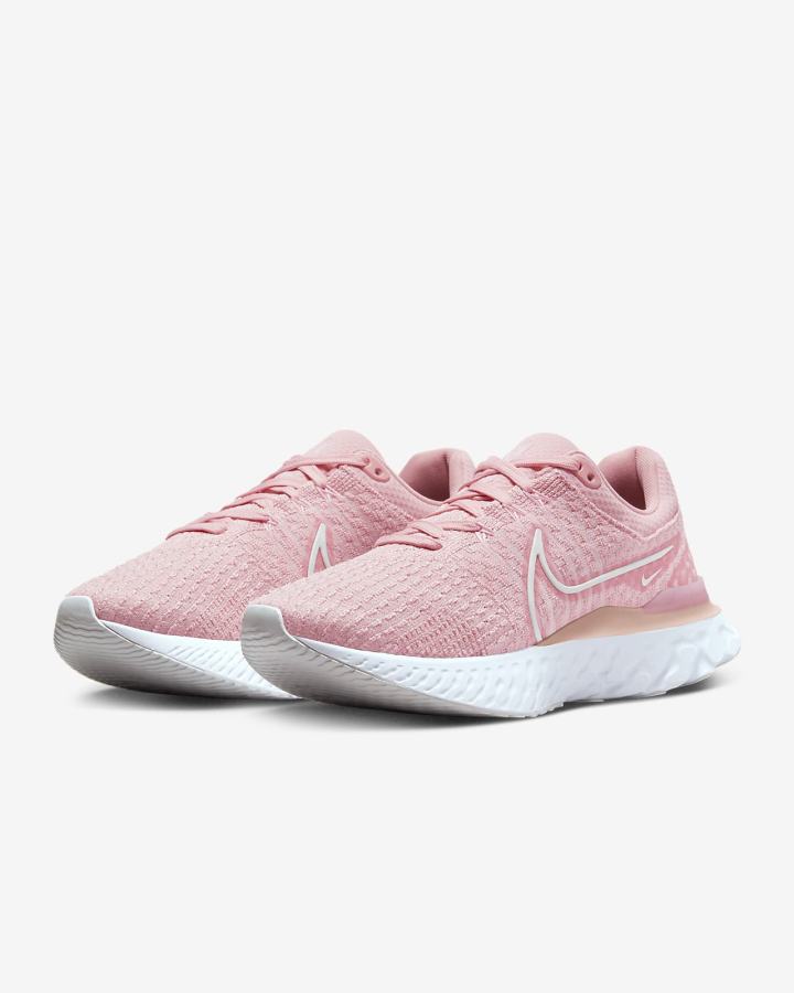 Zapatillas Running Nike React Infinity Run Flyknit 3 Road Mujer Rosas Blancas | FAHTD-8917