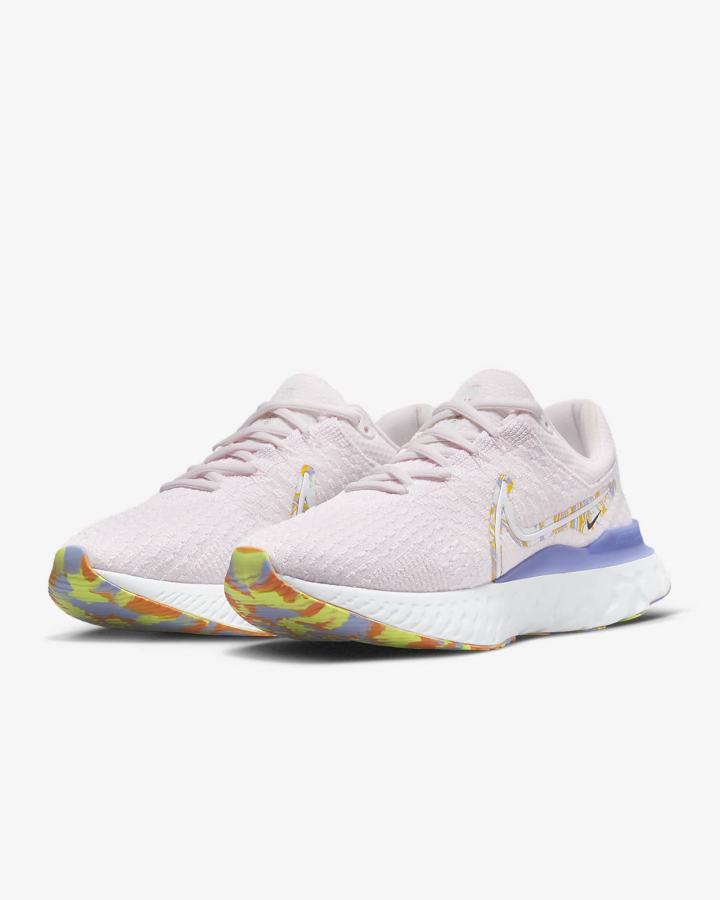 Zapatillas Running Nike React Infinity Run Flyknit 3 Road Mujer Rosas Claro Doradas Blancas | INLEA-8246