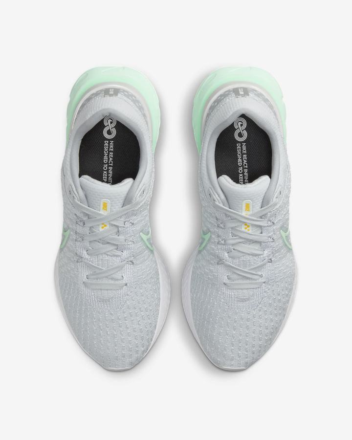 Zapatillas Running Nike React Infinity Run Flyknit 3 Road Mujer Plateadas Blancas Verde Verde Menta | SLEYR-6810