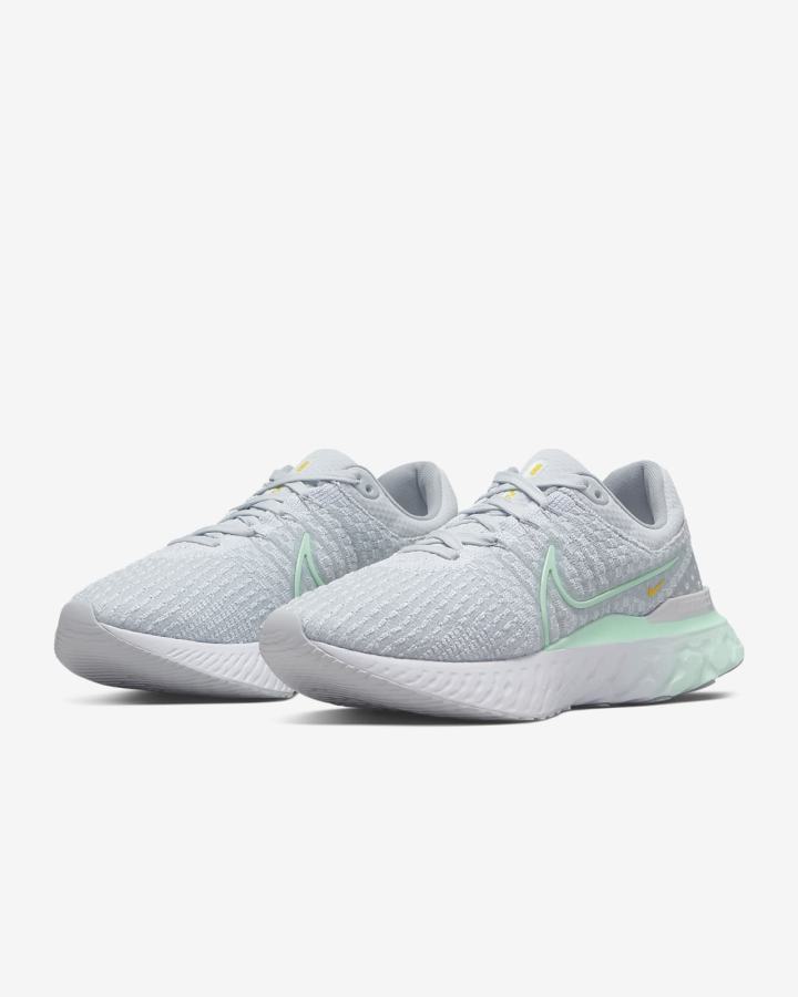 Zapatillas Running Nike React Infinity Run Flyknit 3 Road Mujer Plateadas Blancas Verde Verde Menta | SLEYR-6810
