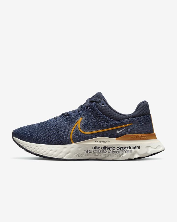 Zapatillas Running Nike React Infinity Run Flyknit 3 Road Hombre Obsidian Oscuro Amarillo Oscuro | SVOGK-1243