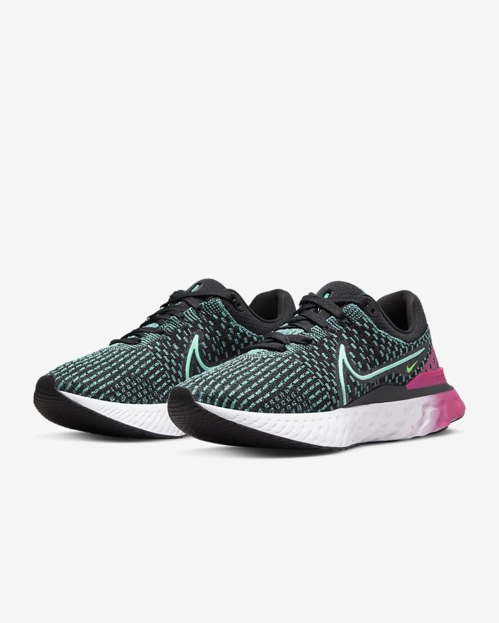 Zapatillas Running Nike React Infinity Run Flyknit 3 Road Mujer Negras Rosas Turquesa | UWLMC-8654