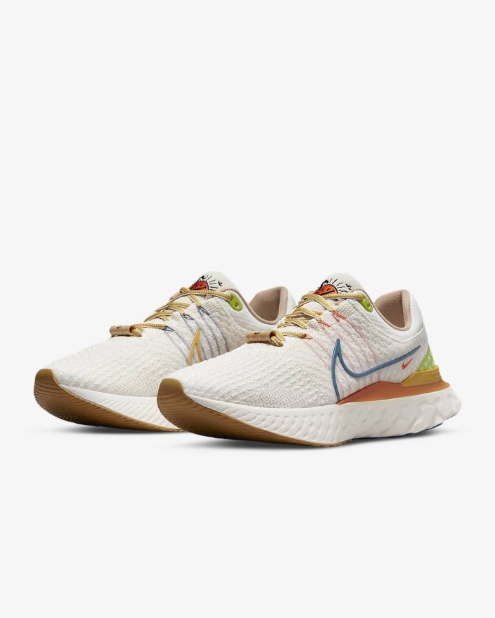 Zapatillas Running Nike React Infinity Run Flyknit 3 Road Hombre Amarillo Oscuro Azules | VONMS-3076
