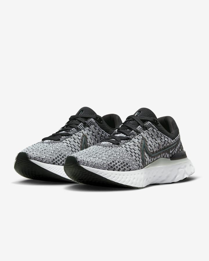 Zapatillas Running Nike React Infinity Run Flyknit 3 Road Mujer Negras Gris Blancas | XPICU-3054