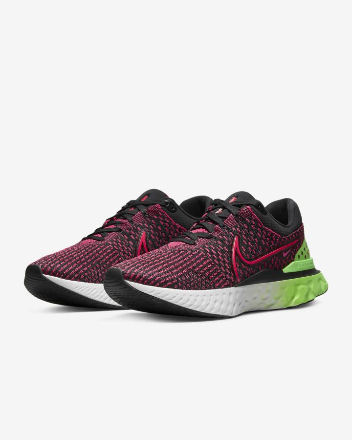 Zapatillas Running Nike React Infinity Run Flyknit 3 Road Hombre Negras Verde Rojas | YLBCU-0859