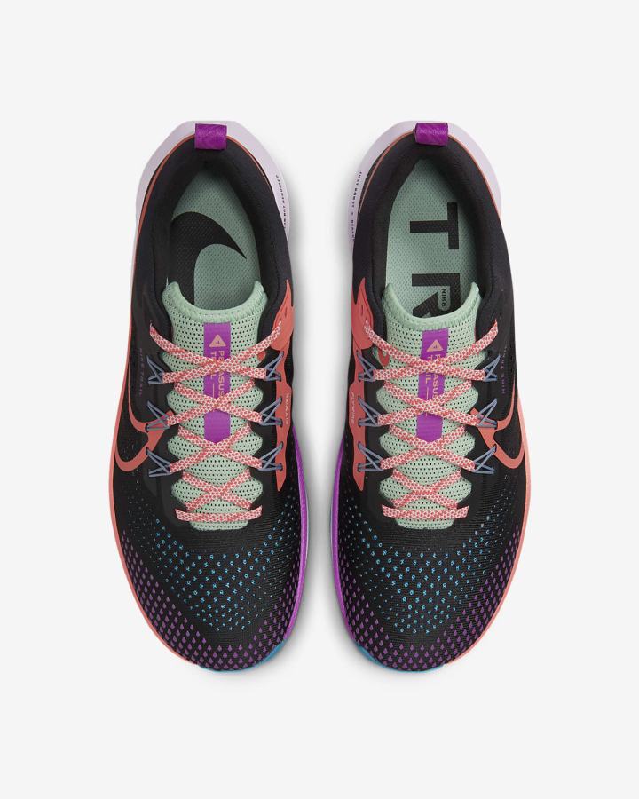 Zapatillas Running Nike React Pegasus Trail 4 Trail Hombre Negras Moradas Verde | LTAHE-6532