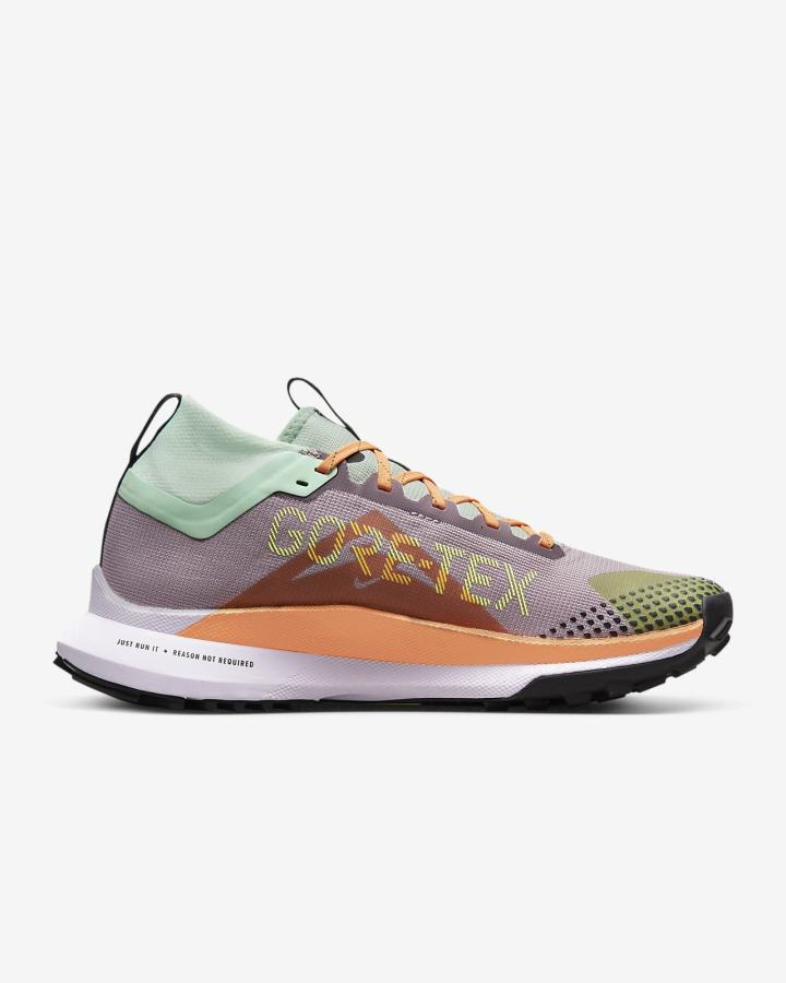 Zapatillas Running Nike React Pegasus Trail 4 GORE-TEX Waterproof Trail Mujer Moradas Verde Coral Creme | MGSEN-7369