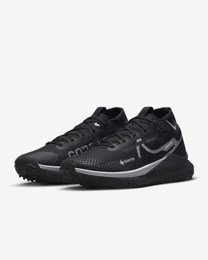 Zapatillas Running Nike React Pegasus Trail 4 GORE-TEX Waterproof Trail Mujer Negras Plateadas Gris | RGNVI-0129