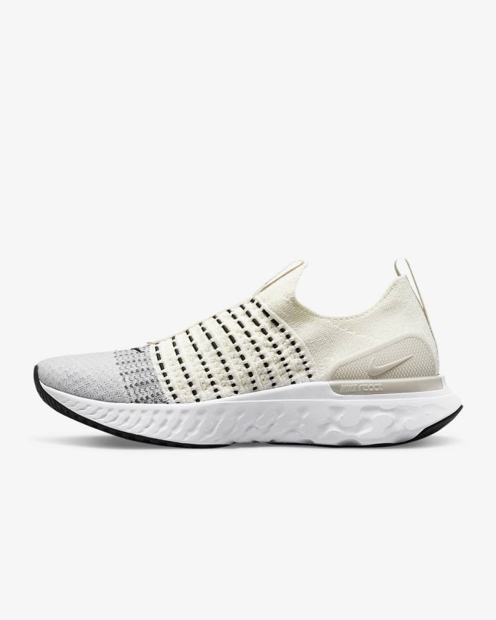 Zapatillas Running Nike React Phantom Run Flyknit 2 Road Hombre Blancas Beige Claro Negras | ABCOU-3840