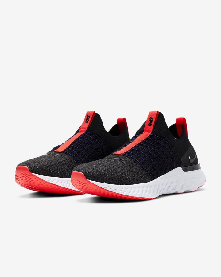Zapatillas Running Nike React Phantom Run Flyknit 2 Road Hombre Negras Rojas Claro Negras | GUHOR-0618