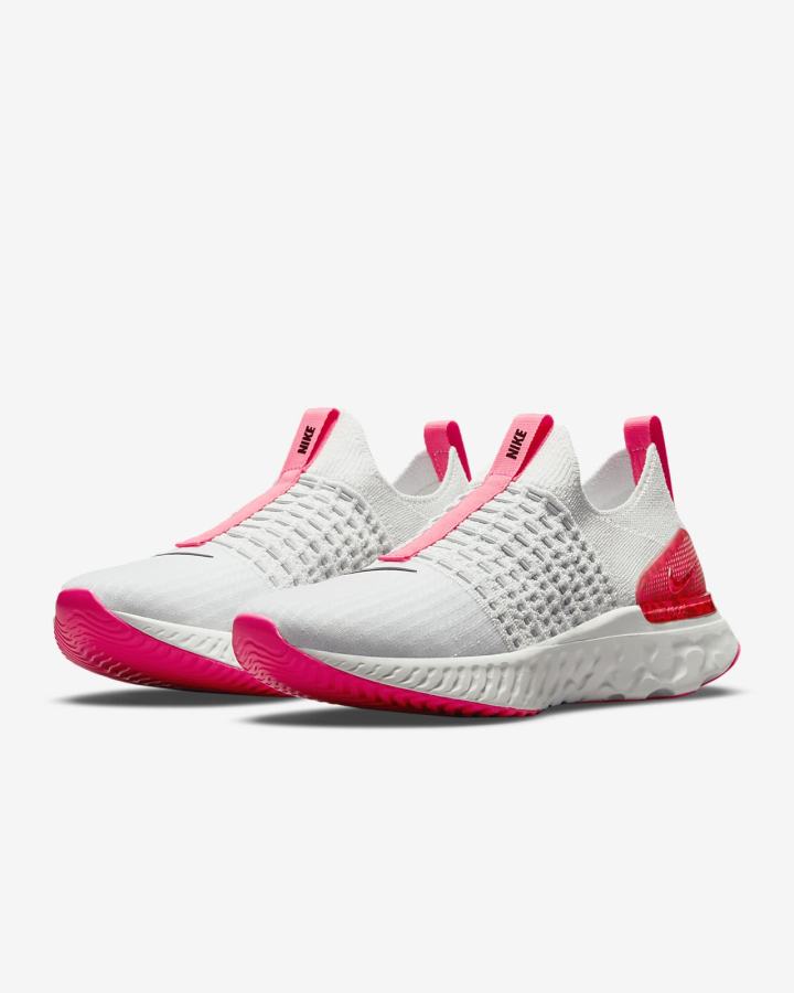 Zapatillas Running Nike React Phantom Run Flyknit 2 Road Mujer Plateadas Rosas Rojas Negras | HCXIM-7213