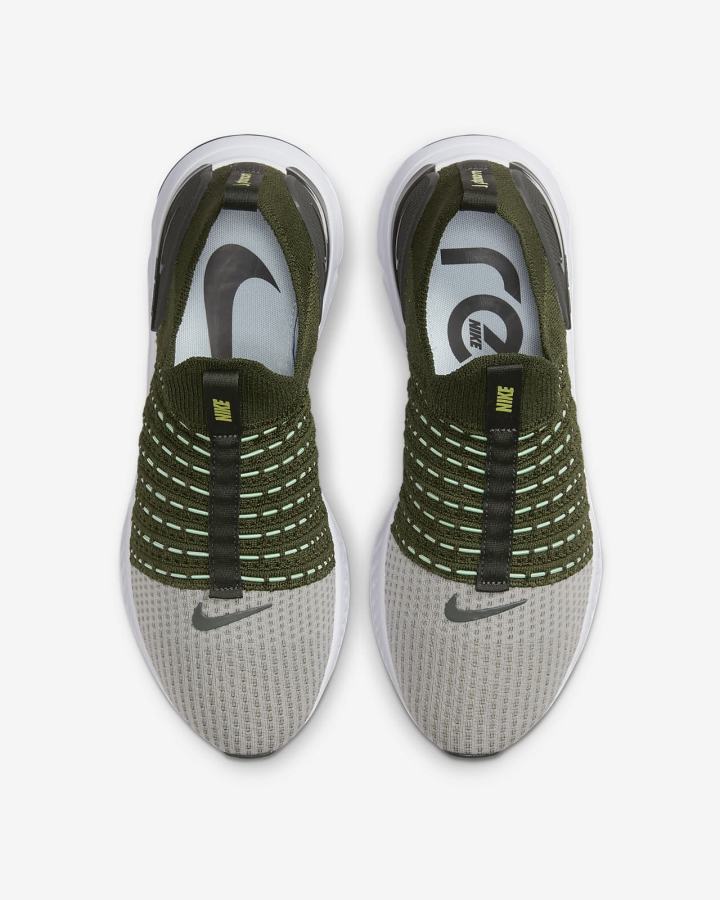 Zapatillas Running Nike React Phantom Run Flyknit 2 Road Hombre Verde Amarillo | HGTUF-0596