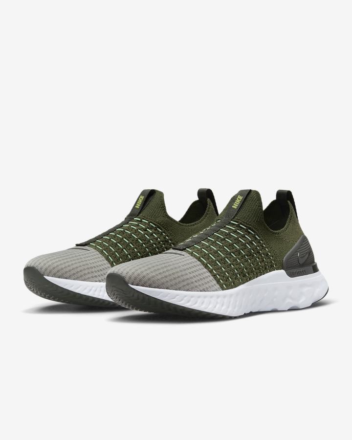 Zapatillas Running Nike React Phantom Run Flyknit 2 Road Hombre Verde Amarillo | HGTUF-0596