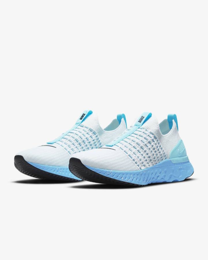 Zapatillas Running Nike React Phantom Run Flyknit 2 Road Hombre Blancas Azules Negras | JELCW-6493