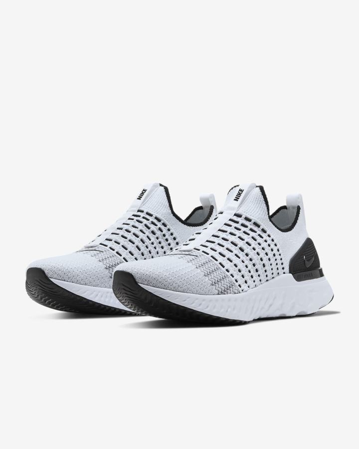 Zapatillas Running Nike React Phantom Run Flyknit 2 Road Hombre Blancas Negras Plateadas Blancas | NVIQD-5260