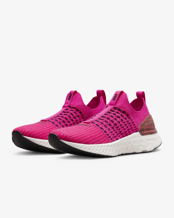 Zapatillas Running Nike React Phantom Run Flyknit 2 Road Mujer Rosas Rojas Negras | TBVIF-7901