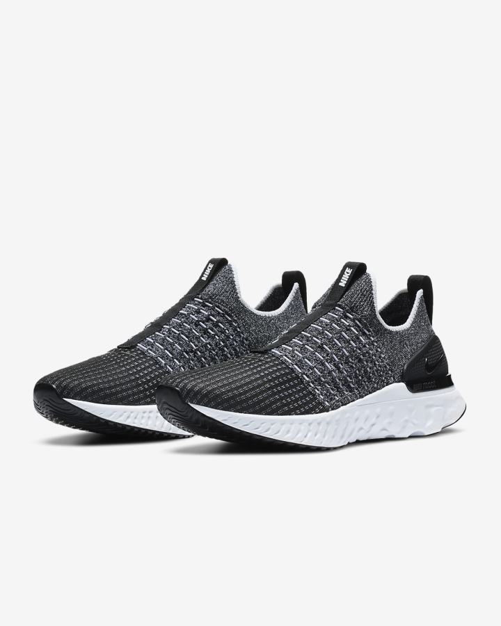 Zapatillas Running Nike React Phantom Run Flyknit 2 Road Hombre Negras Blancas | UNLWK-8592
