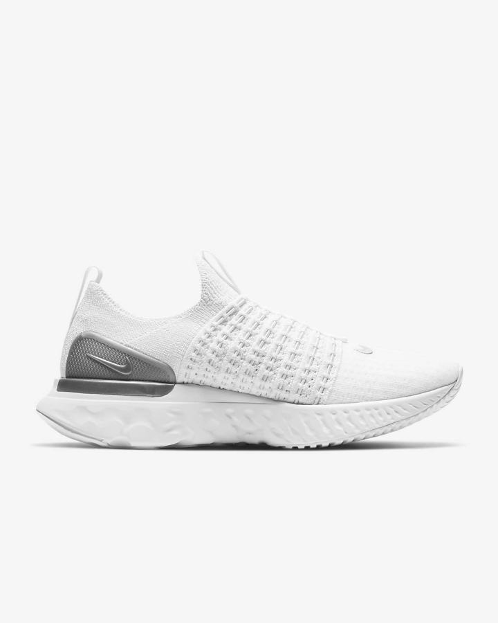 Zapatillas Running Nike React Phantom Run Flyknit 2 Road Mujer Blancas Plateadas Metal Plateadas | YVUJS-7930