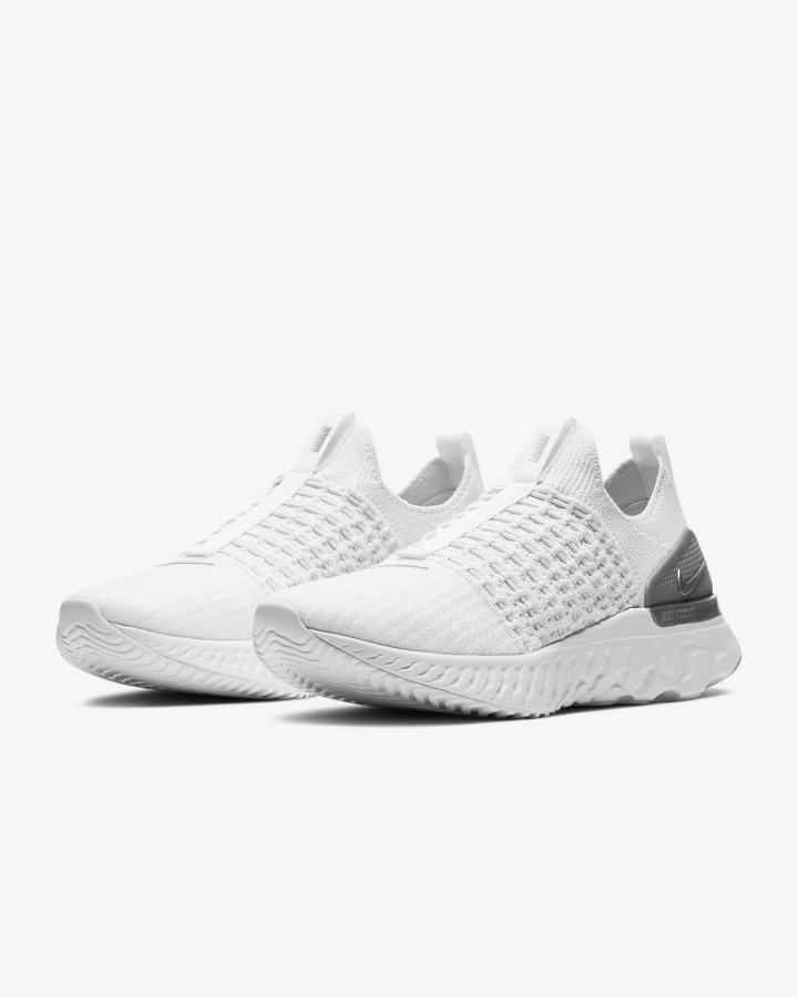Zapatillas Running Nike React Phantom Run Flyknit 2 Road Mujer Blancas Plateadas Metal Plateadas | YVUJS-7930
