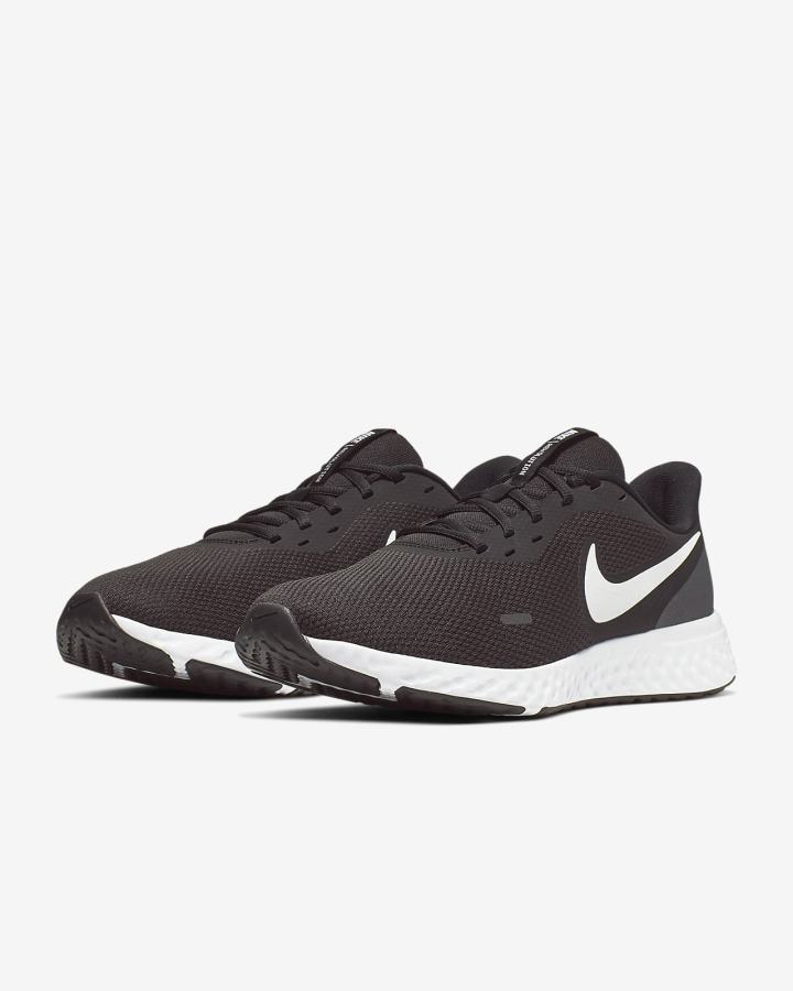 Zapatillas Running Nike Revolution 5 Road Hombre Negras Gris Oscuro Blancas | CYRIT-5304