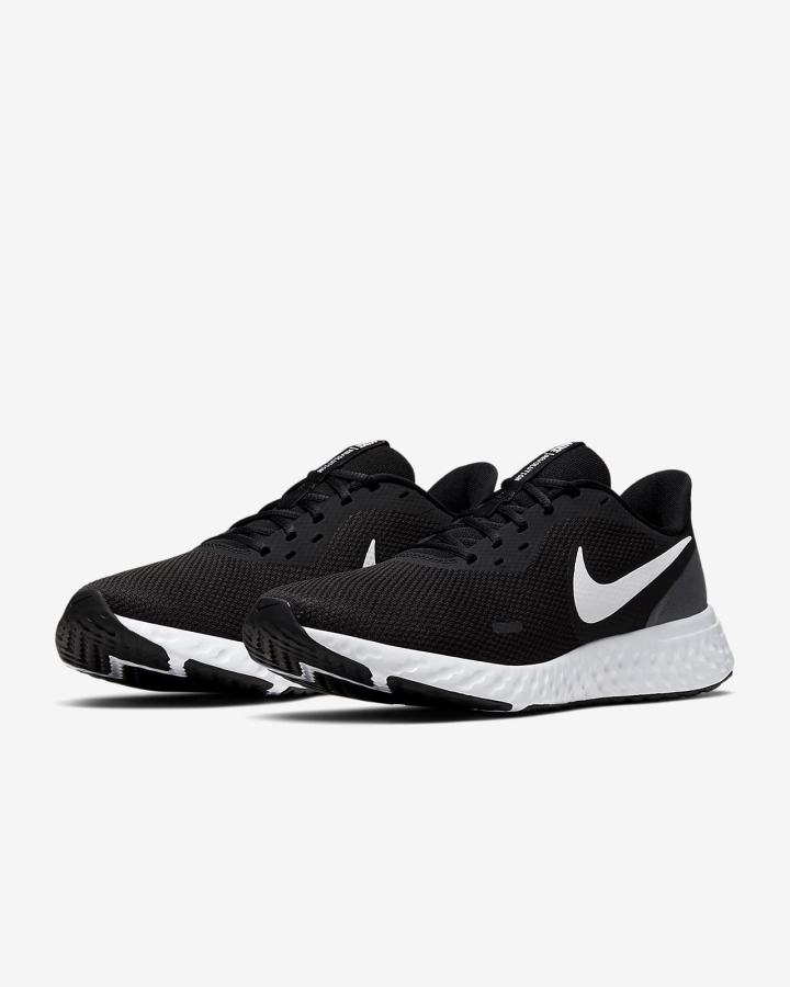 Zapatillas Running Nike Revolution 5 Road Hombre Negras Gris Oscuro Blancas | SYPZF-9861