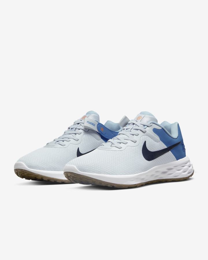 Zapatillas Running Nike Revolution 6 FlyEase Next Nature Easy On/Off Road (Extra Wide) Hombre Plateadas Azules Oscuro | HZXPW-3680