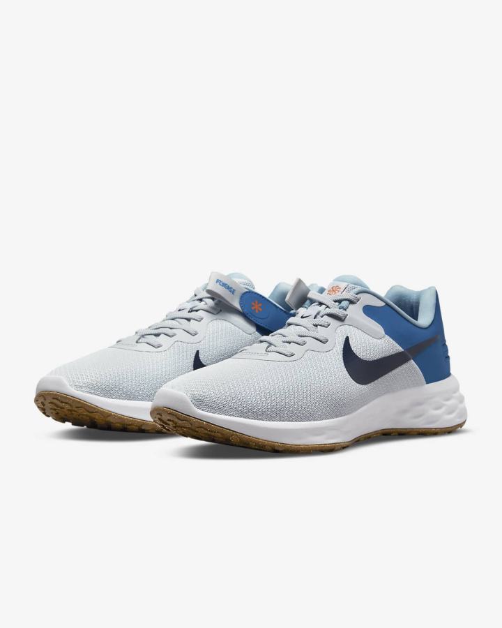 Zapatillas Running Nike Revolution 6 FlyEase Next Nature Easy On/Off Road (Extra Wide) Hombre Plateadas Azules Oscuro | WVKMI-5824