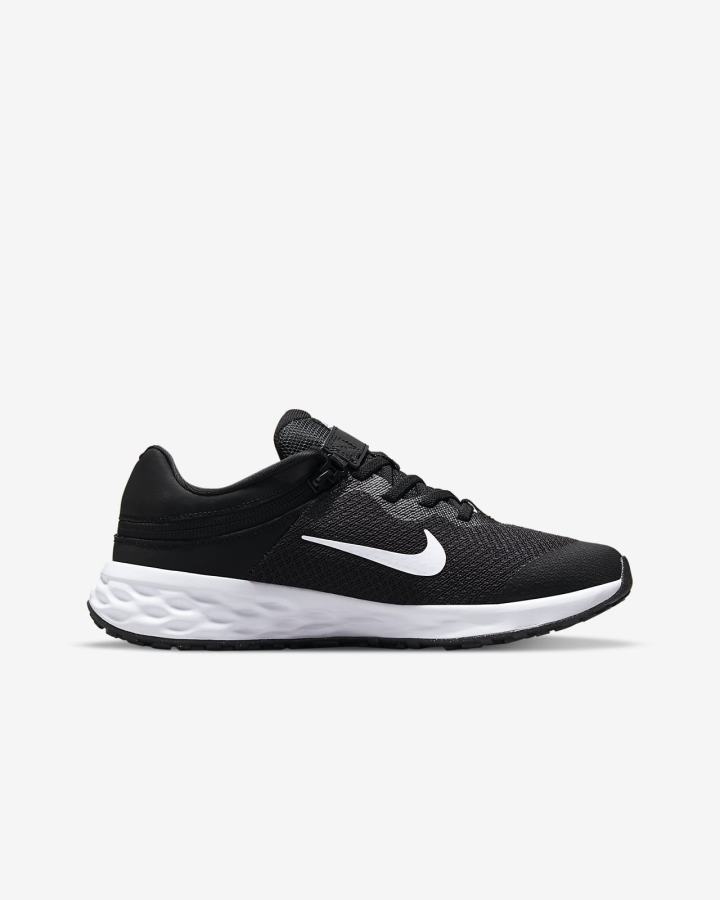 Zapatillas Running Nike Revolution 6 FlyEase Kids Easy On/Off Road Niña Negras Gris Oscuro Blancas | ZBHUT-3682