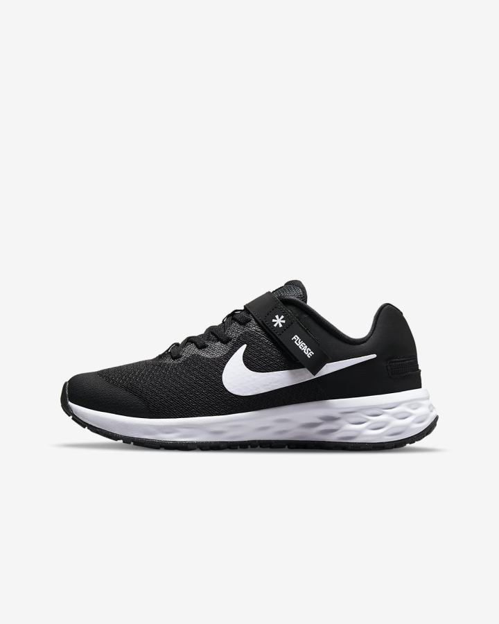 Zapatillas Running Nike Revolution 6 FlyEase Kids Easy On/Off Road Niña Negras Gris Oscuro Blancas | ZBHUT-3682