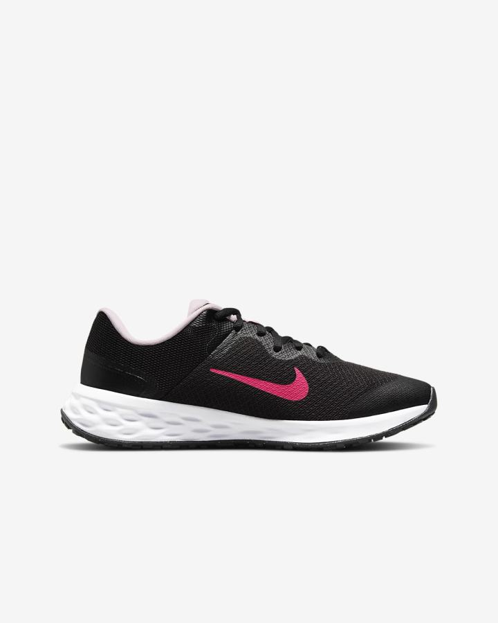Zapatillas Running Nike Revolution 6 Kids Road Niño Negras Rosas | AJHVL-4753