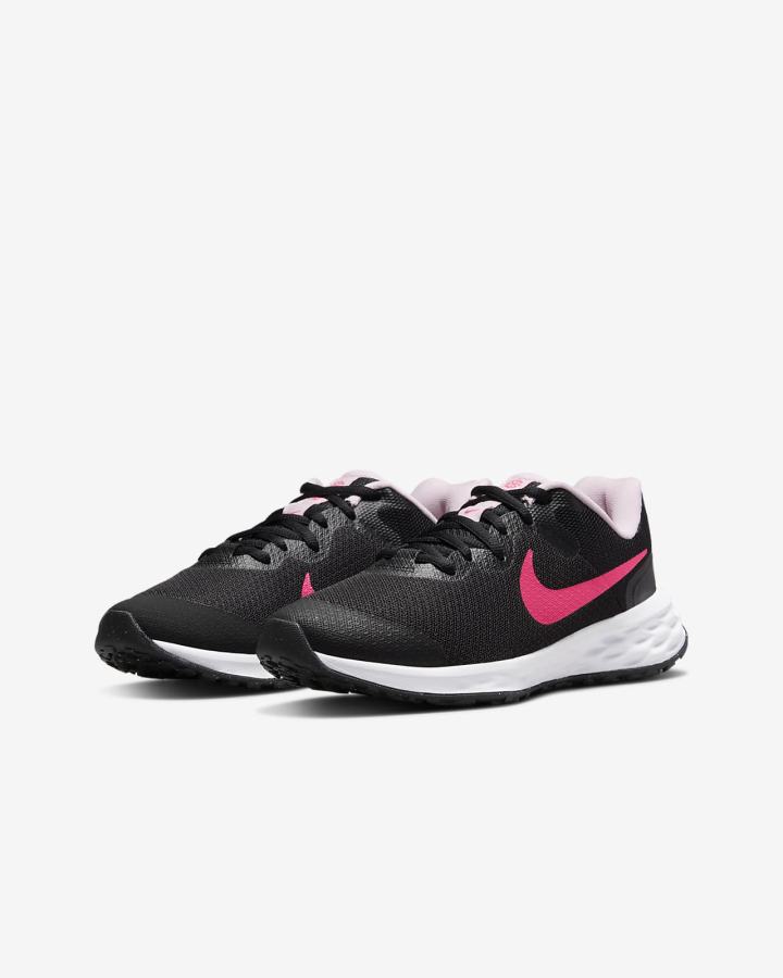 Zapatillas Running Nike Revolution 6 Kids Road Niño Negras Rosas | AJHVL-4753