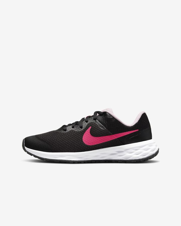 Zapatillas Running Nike Revolution 6 Kids Road Niño Negras Rosas | AJHVL-4753