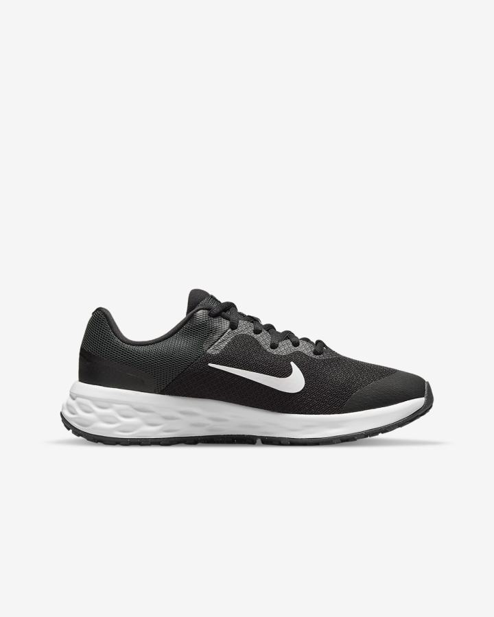 Zapatillas Running Nike Revolution 6 Kids Road Niña Negras Gris Oscuro Blancas | ASWQI-4958