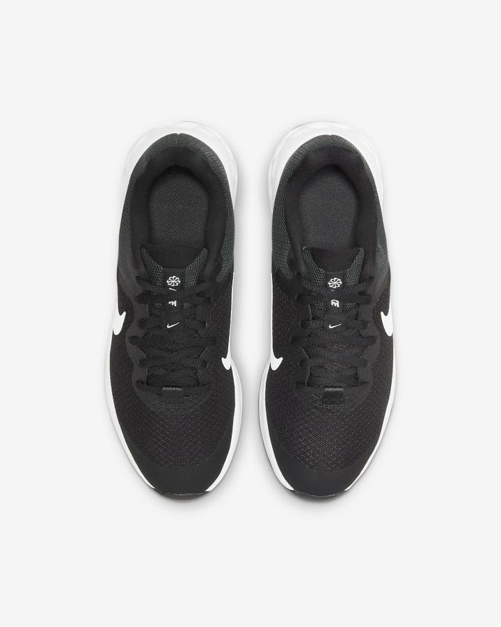 Zapatillas Running Nike Revolution 6 Kids Road Niña Negras Gris Oscuro Blancas | ASWQI-4958