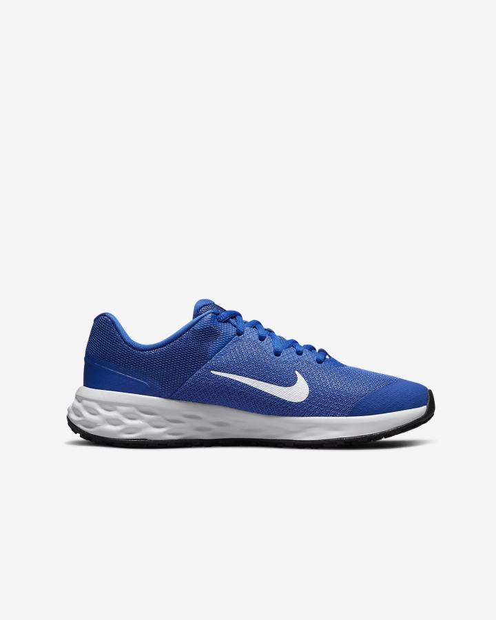 Zapatillas Running Nike Revolution 6 Kids Road Niño Azul Real Negras Blancas | EBFIQ-4250