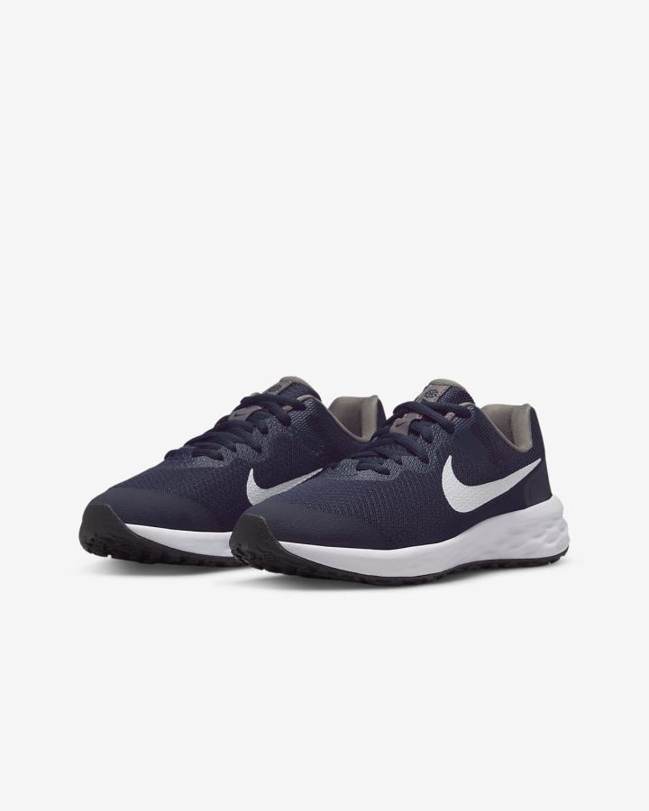Zapatillas Running Nike Revolution 6 Kids Road Niño Azul Marino Azules Gris Blancas | JBOGZ-0976