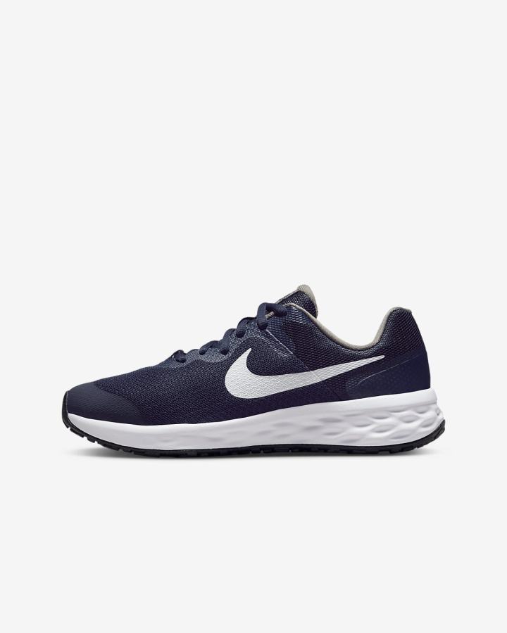 Zapatillas Running Nike Revolution 6 Kids Road Niño Azul Marino Azules Gris Blancas | JBOGZ-0976