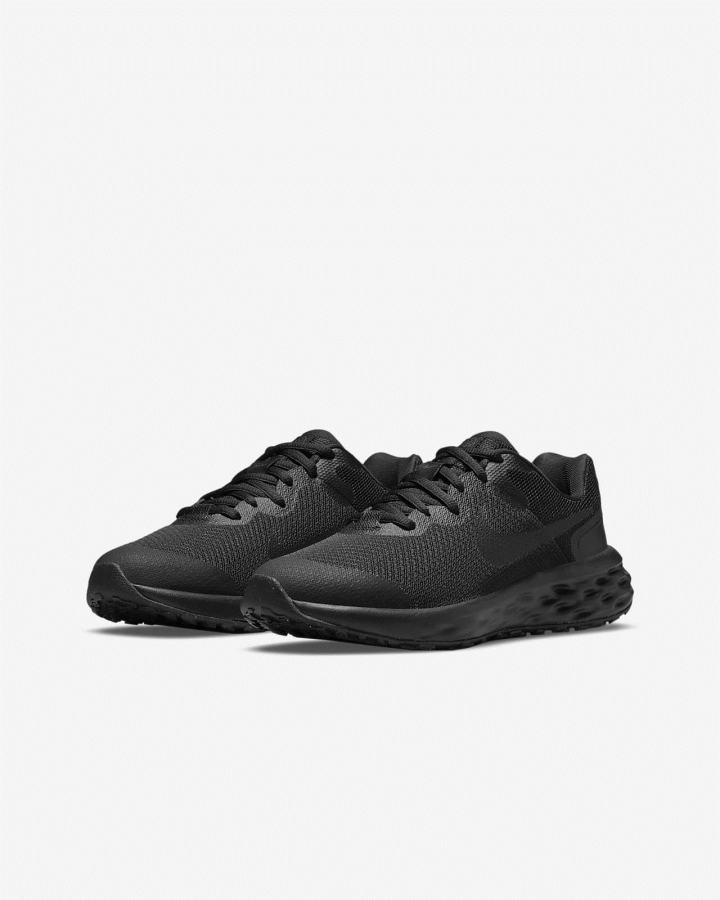 Zapatillas Running Nike Revolution 6 Kids Road Niño Negras Gris Oscuro Negras | NSPIE-4708