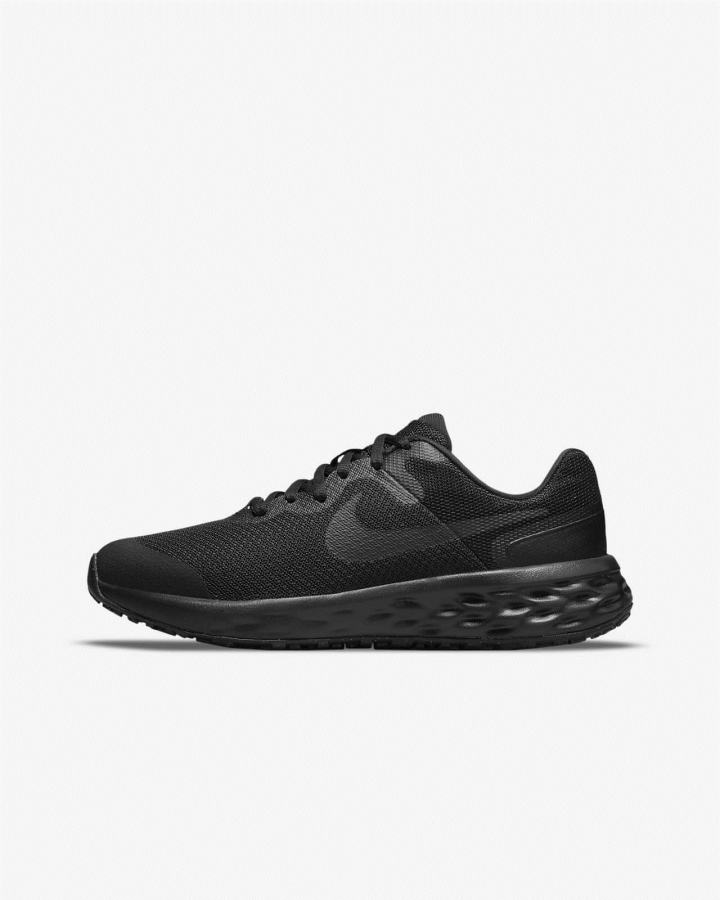 Zapatillas Running Nike Revolution 6 Kids Road Niño Negras Gris Oscuro Negras | NSPIE-4708