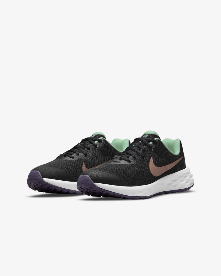 Zapatillas Running Nike Revolution 6 Kids Road Niña Negras Verde Menta Moradas Metal Rojas Marrones | OKUIY-6845