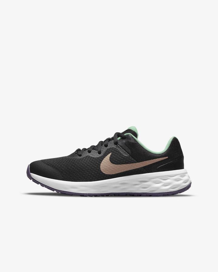 Zapatillas Running Nike Revolution 6 Kids Road Niña Negras Verde Menta Moradas Metal Rojas Marrones | OKUIY-6845