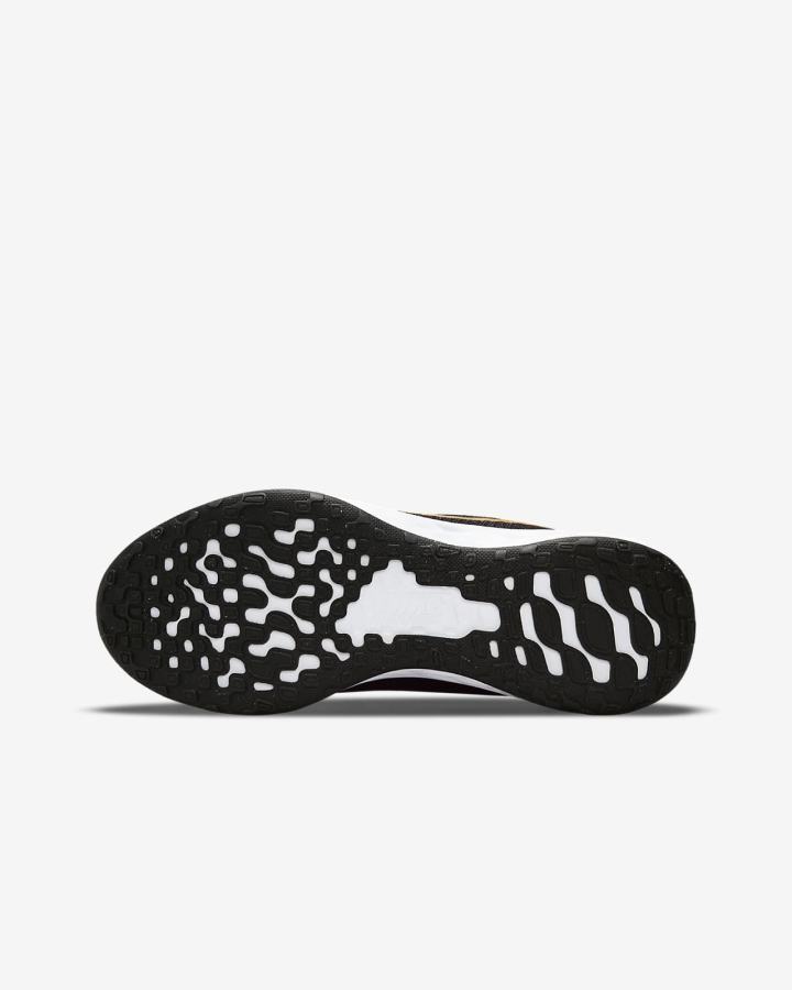 Zapatillas Running Nike Revolution 6 Kids Road Niña Negras Blancas Metal Doradas | XOGBK-1324