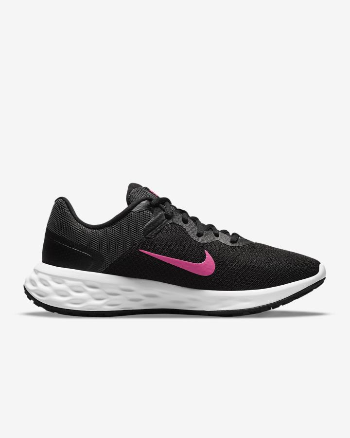 Zapatillas Running Nike Revolution 6 Next Nature Road Mujer Negras Gris Rosas | IZDLT-7021