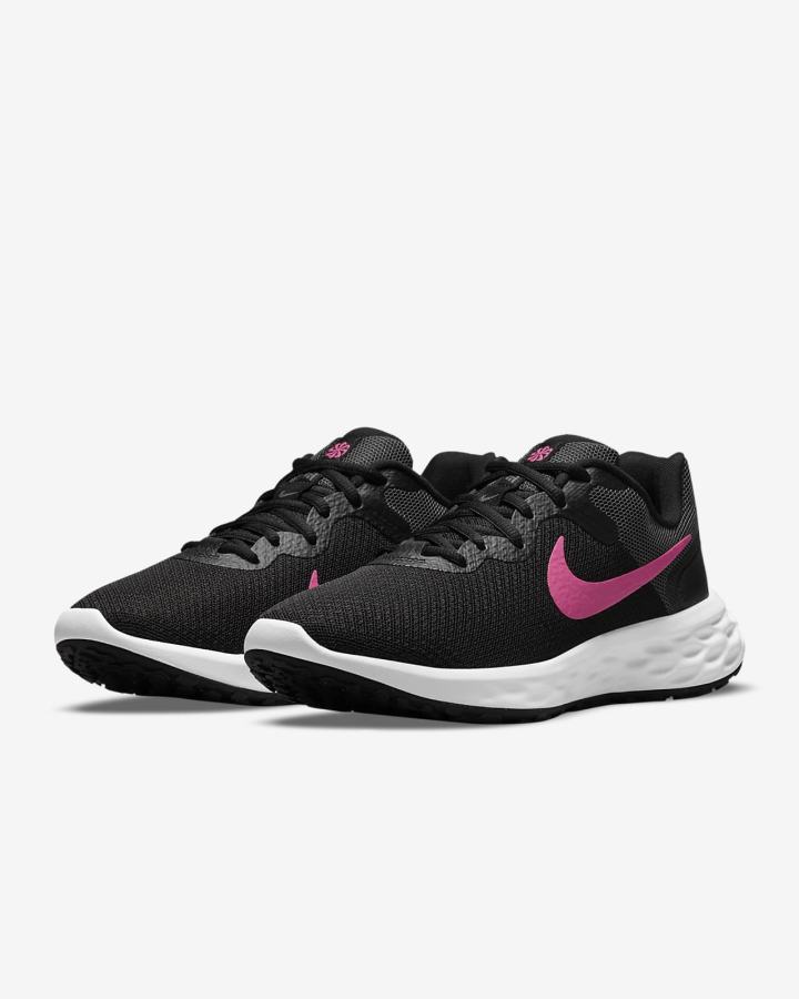 Zapatillas Running Nike Revolution 6 Next Nature Road Mujer Negras Gris Rosas | IZDLT-7021