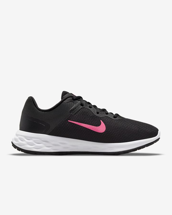 Zapatillas Running Nike Revolution 6 Next Nature Road Mujer Negras Gris Rosas | LAICY-0597