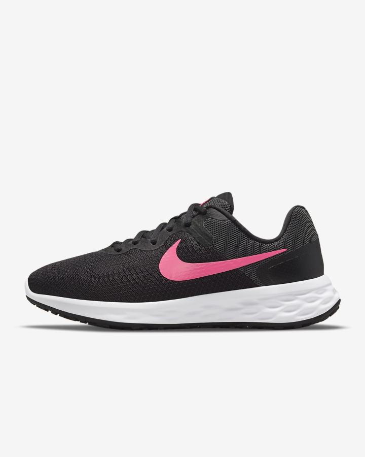 Zapatillas Running Nike Revolution 6 Next Nature Road Mujer Negras Gris Rosas | LAICY-0597