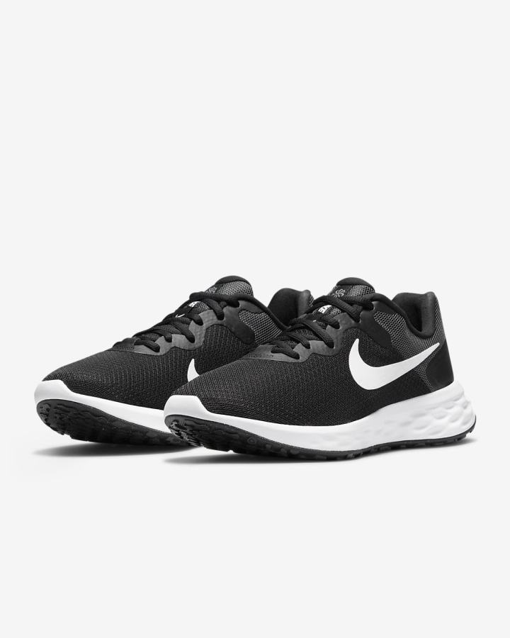 Zapatillas Running Nike Revolution 6 Next Nature Road Mujer Negras Gris Oscuro Blancas | LEVJY-6754