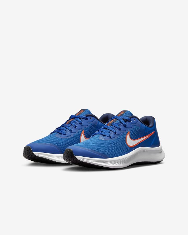 Zapatillas Running Nike Star Runner 3 Kids Road Niña Azul Real Azul Marino Naranjas Blancas | FREGQ-0369
